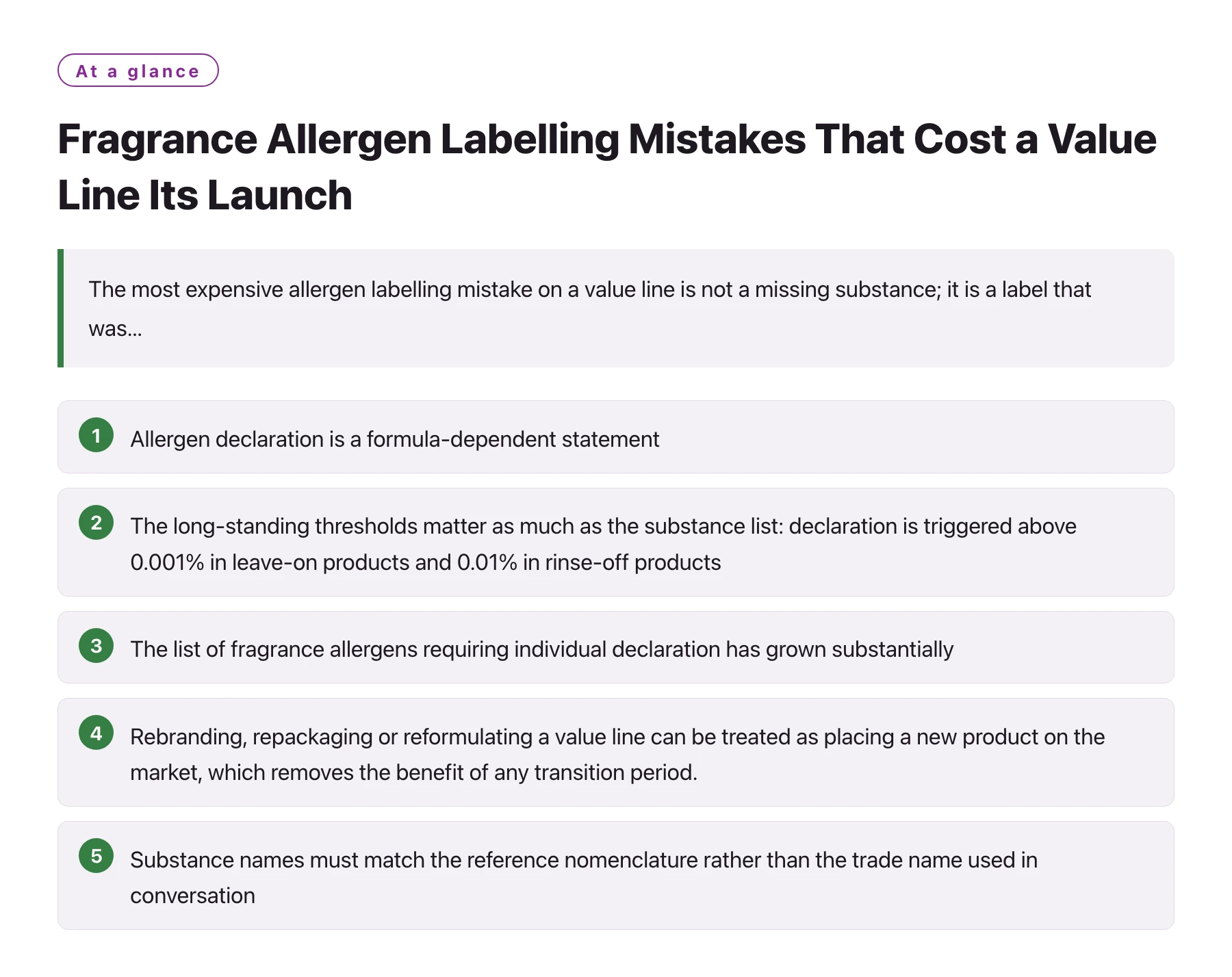 Fragrance Allergen Labelling Mistakes That Cost a Value Line Its Launch——全文要点速览